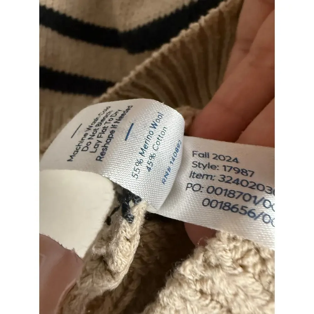 Marine Layer Relaxed Polo Striped Collared Long Sleeve Wool Sweater Size Small - Picture 12 of 13